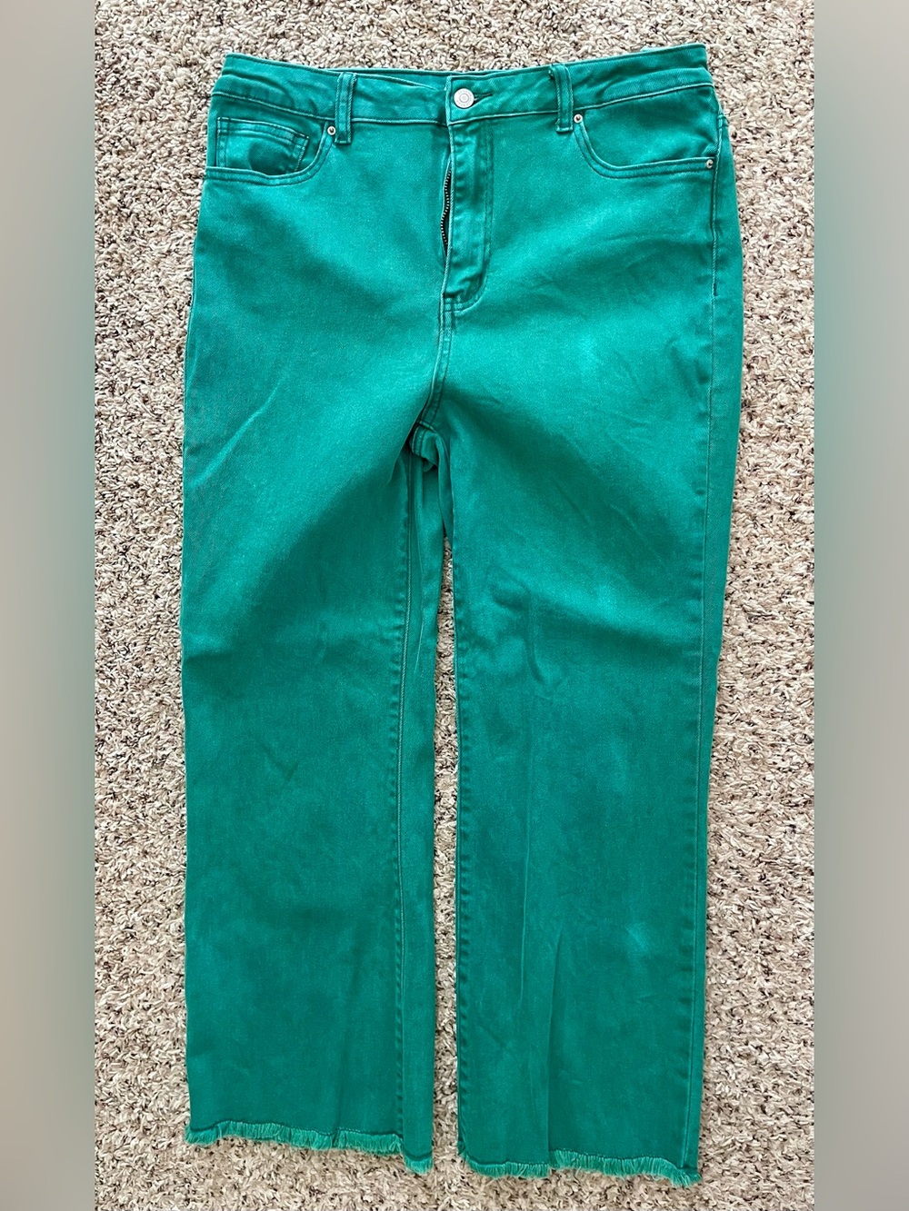 Women's Zenana Green Straight-Leg Jeans Size Large